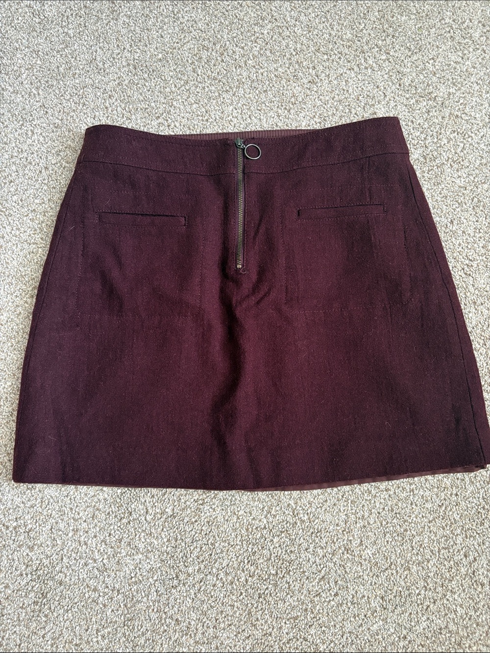 Madewell Burgundy Mini Skirt with Front Ring Zip